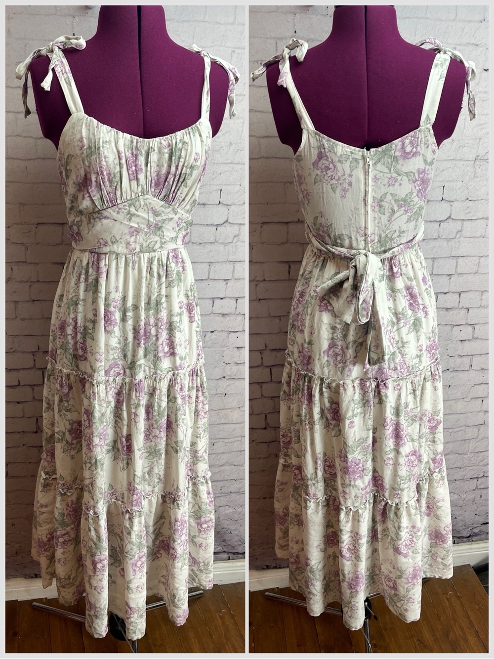 Trixxi size small cream with lavender florals midi dress